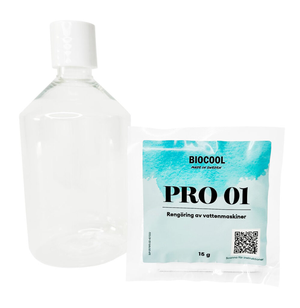 Biocool PRO 01 desinfektionsmedel, flaska plus påse